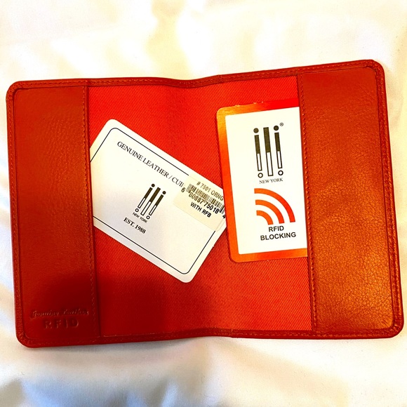 Genuine Leather Orange RFID Passport Cover Holder (Never Used!) - Picture 2 of 3